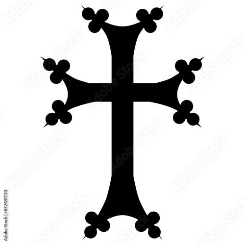 Armenian cross icon, religion symbol black flat