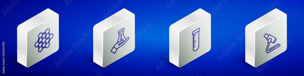 Set Isometric line Molecule, Test tube and flask, and Microscope icon. Vector Set Isometric line Molecule, Test tube and flask, and Microscope icon. Vector
