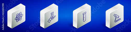 Set Isometric line Molecule, Test tube and flask, and Microscope icon. Vector