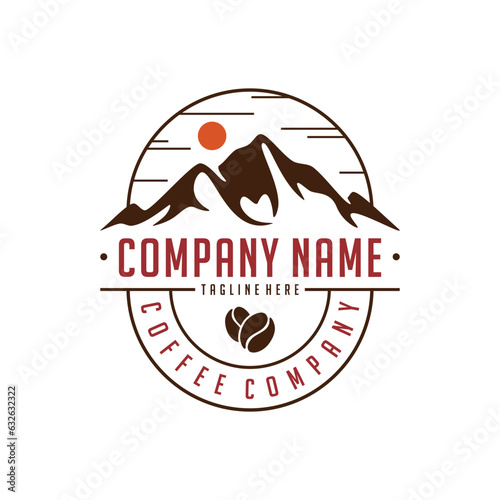 Coffee Company logo emblem with mountain design