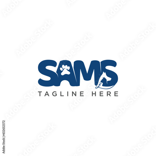 SAMS letter for animal clinic logo desiogn symbol