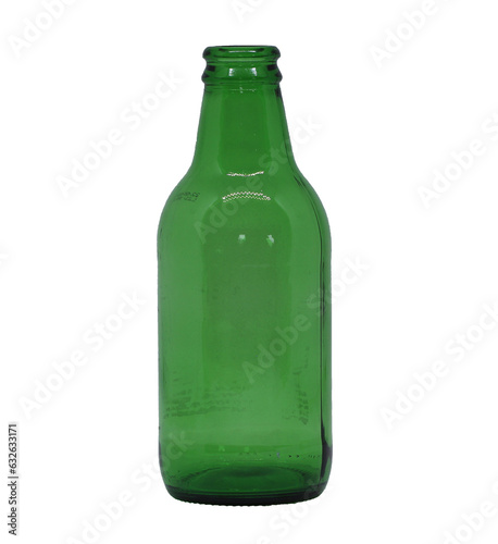 Green glass bottle isolated 