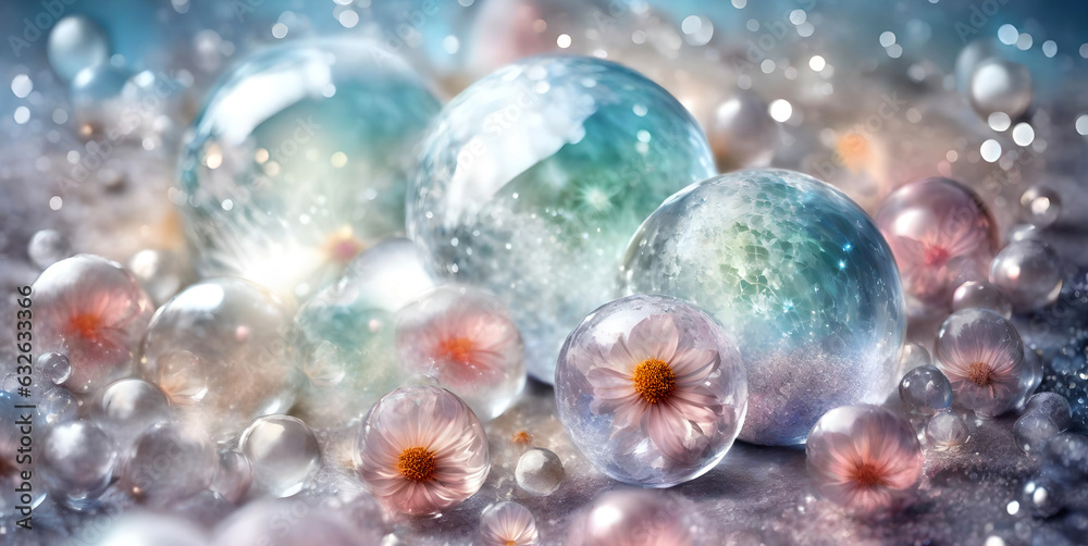 crystal balls with flowers, glass effect, reflection like romantic art, artistic background and wallpaper, crystal balls with flowers, glass effect, reflection like romantic art, artistic background and wallpaper,