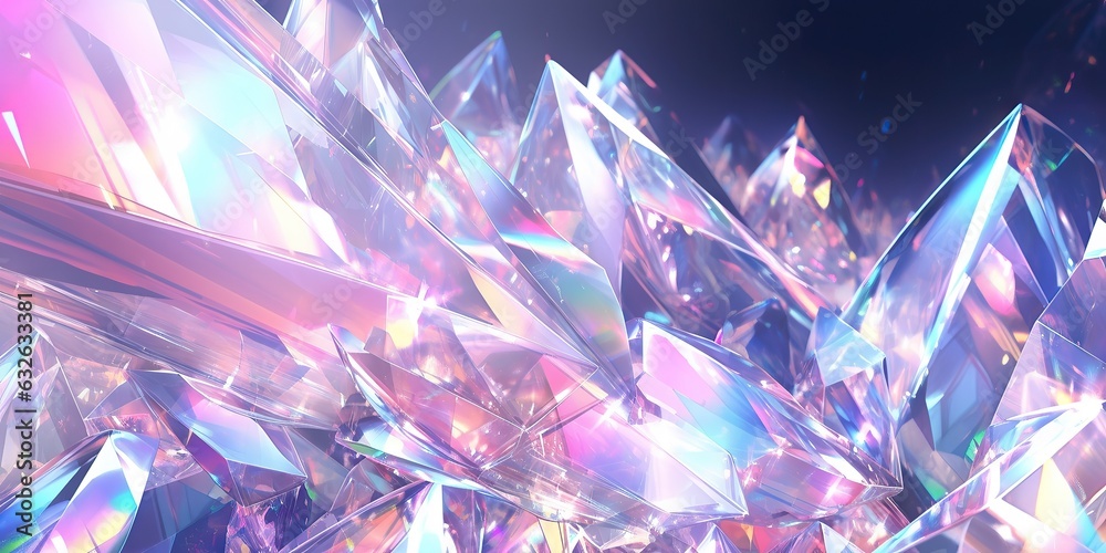 Holographic background with glass shards. Rainbow reflexes in pink and purple color. Abstract trendy pattern. Texture with magical effect. Holographic background with glass shards. Rainbow reflexes in pink and purple color. Abstract trendy pattern. Texture with magical effect.