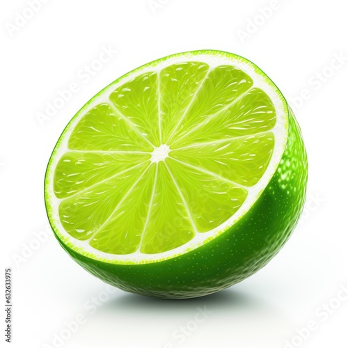 sliced lime isolated on white generative AI
