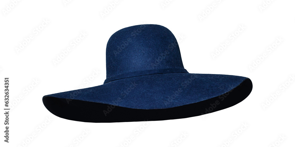 Isolated blue broad brim hat against white background Isolated blue broad brim hat against white background