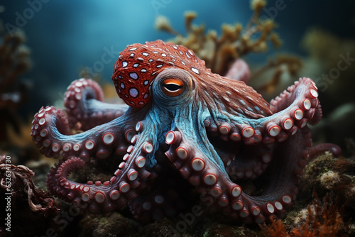 Showing the octopus camouflage and ability to change color in the sea.