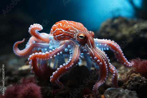 Showing the octopus camouflage and ability to change color in the sea.