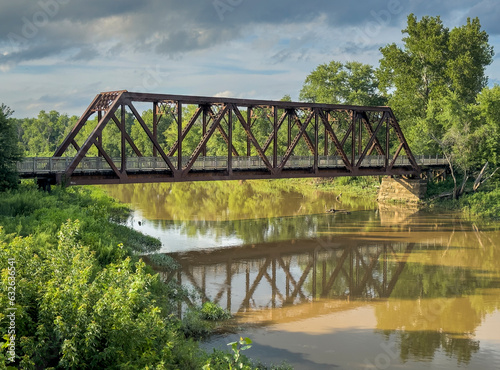 trestle on Katy Trail in Missouri over Auxvasse Creek near Mokane - 237 mile bike trail stretching across most of the state of Missouri converted from abandoned railroad photo