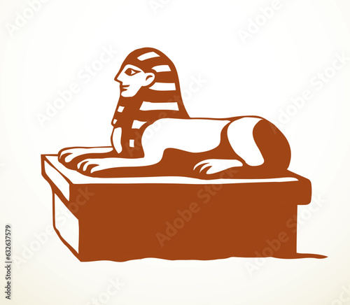 Vector drawing. Egyptian sphinx monument