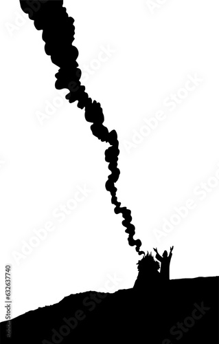 Vector drawing. Noah Offers a Sacrifice to God