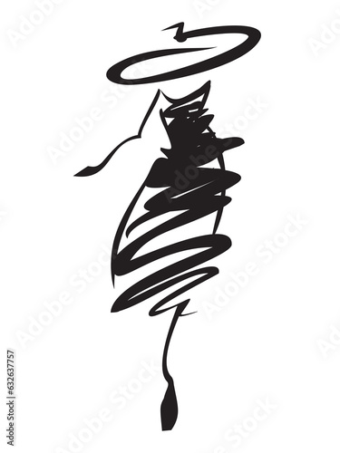 Fashion model. Beautiful woman. Silhouette of a female figure. Line drawing of a girl