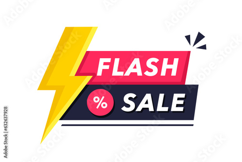 Flash sale icon. Flash sale banner template design for web or social media. Big sale special offer. End of season special offer banner. Vector illustration