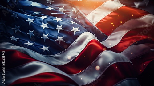 patriotic fourth of july wavy up close american flag generative AI