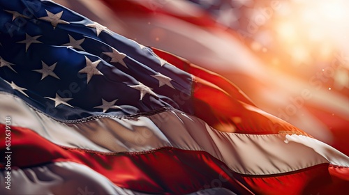patriotic fourth of july wavy up close american flag generative AI