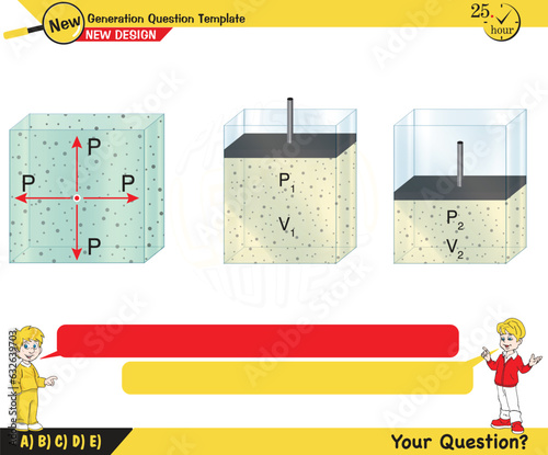 Physics, pressure in liquids and gases, Physical experience confirming that liquids, gases transmit pressure in all directions equally - Pascal's law, next generation question template, exam question 