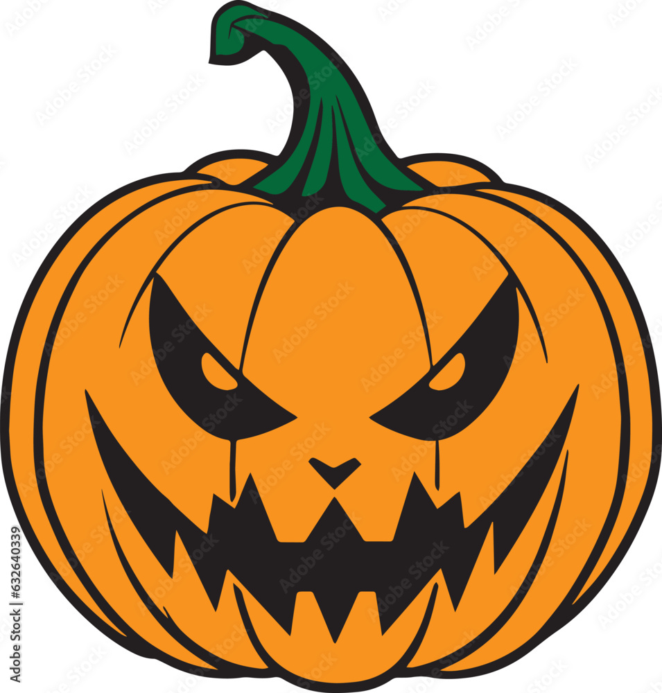 Naklejka premium Scary halloween pumpkin, Halloween pumpkins, Vector illustration, SVG
