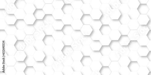 Fototapeta Naklejka Na Ścianę i Meble -  Background technology with hexagons. 3d Hexagonal structure futuristic white background and Embossed Hexagon , honeycomb white Background ,light and shadow ,Vector.