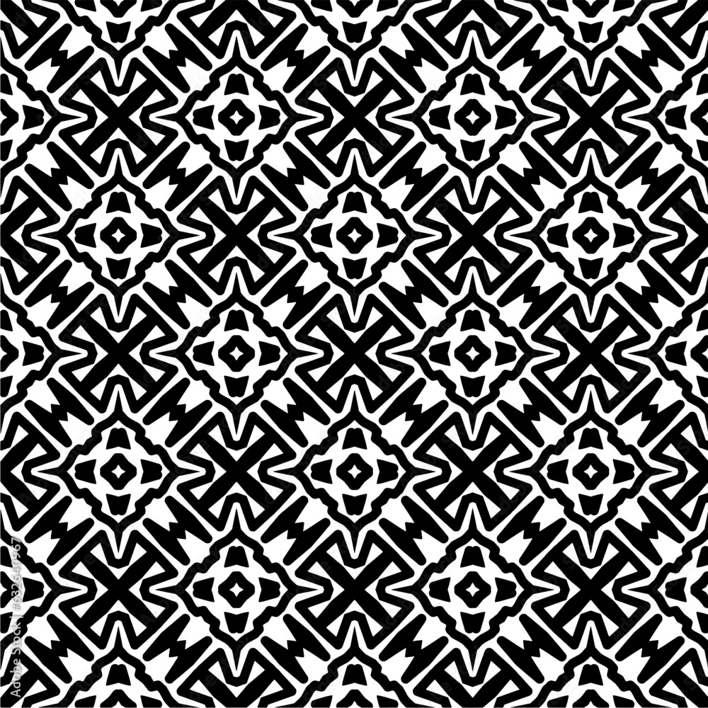 Black and white  pattern . Figures ornament.Seamless pattern for fashion, textile design,  on wall paper, wrapping paper, fabrics and home decor.