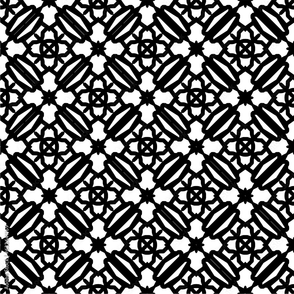 Black and white  pattern . Figures ornament.Seamless pattern for fashion, textile design,  on wall paper, wrapping paper, fabrics and home decor.