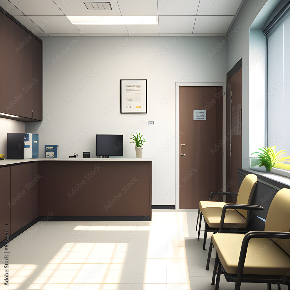 Fototapeta premium doctor's office in the clinic. Waiting area for a doctor's appointment. generative AI