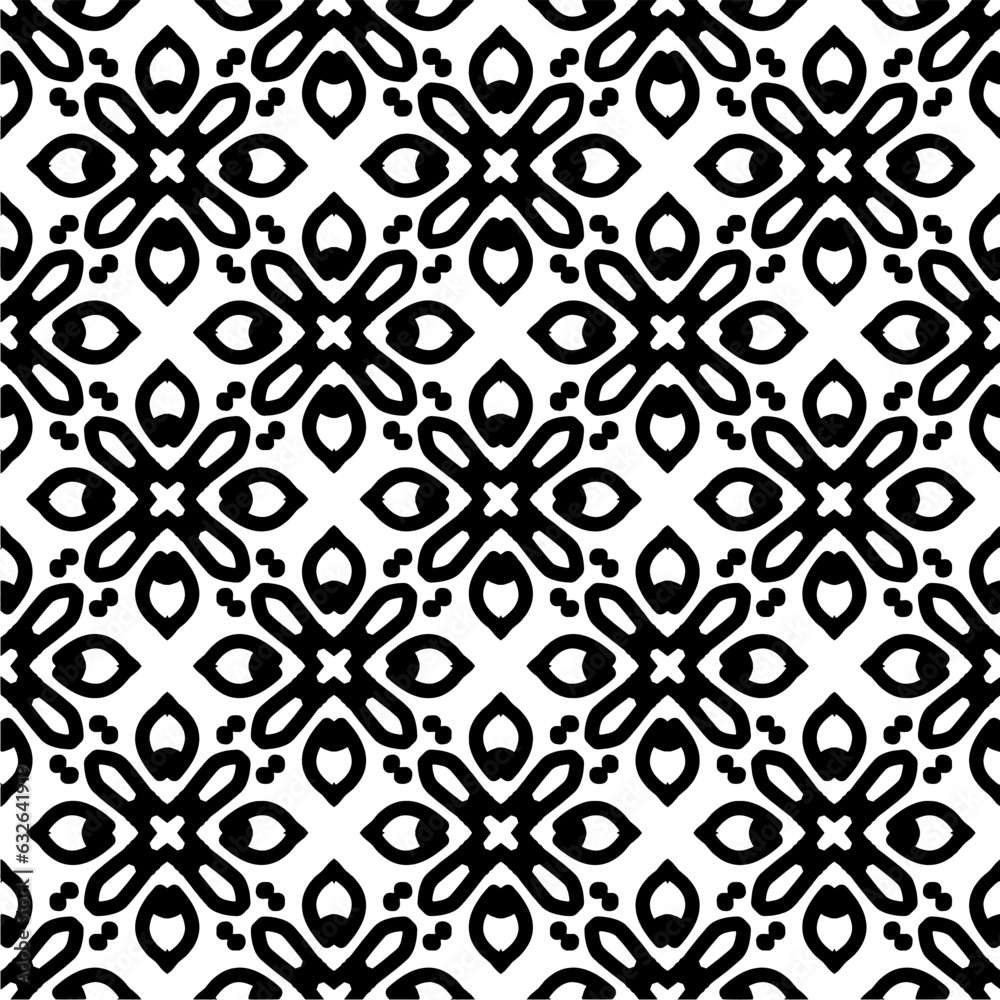 Black and white  pattern . Figures ornament.Seamless pattern for fashion, textile design,  on wall paper, wrapping paper, fabrics and home decor.