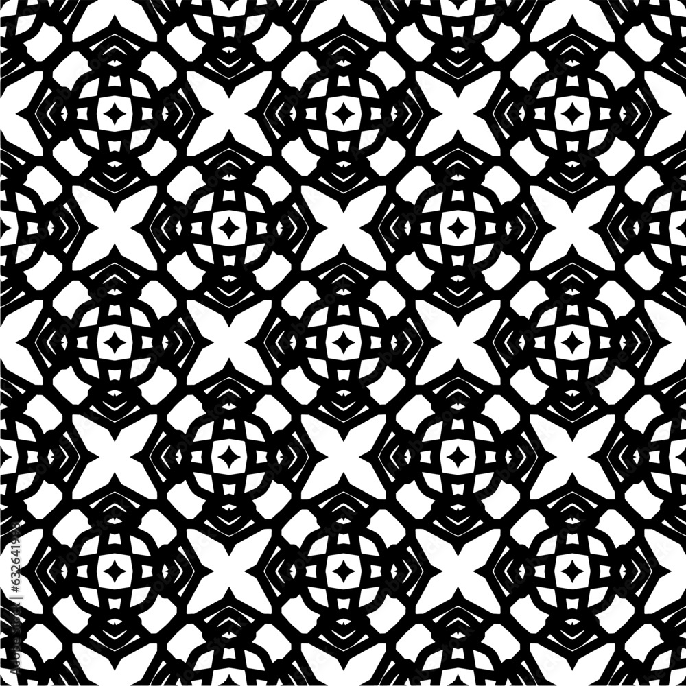 Black and white  pattern . Figures ornament.Seamless pattern for fashion, textile design,  on wall paper, wrapping paper, fabrics and home decor.