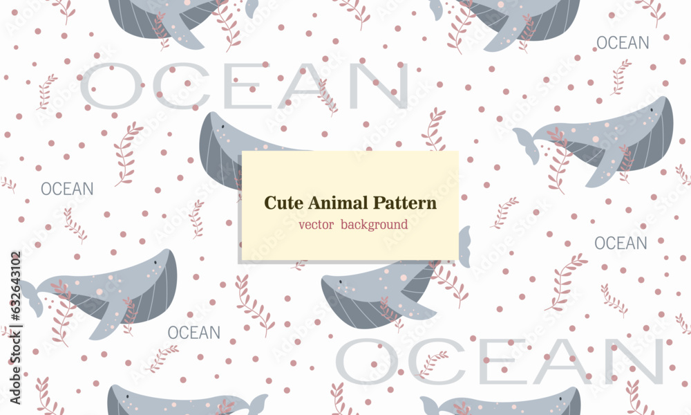 Cute whale seamless pattern