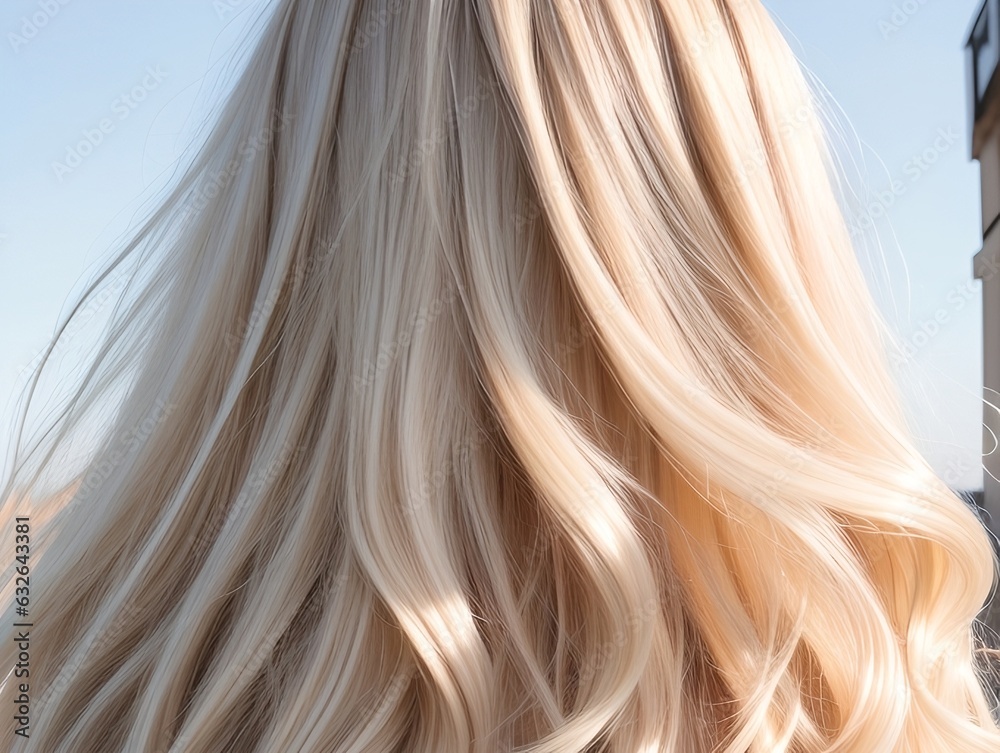 Naklejka premium Blonde hair rear view, generative ai