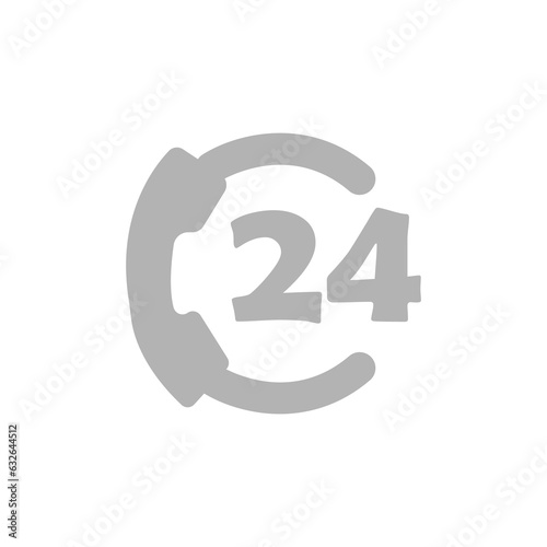 hotline icon, 24/7, on a white background, vector illustration