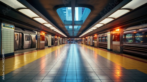 subway platform empty of bustling commuters generative AI