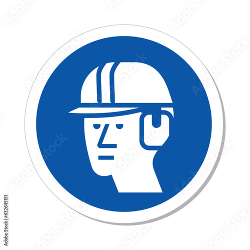 ISO Mandatory Action Sign: Wear Eye, Ear and Head Protection Symbol (IS-1032)
