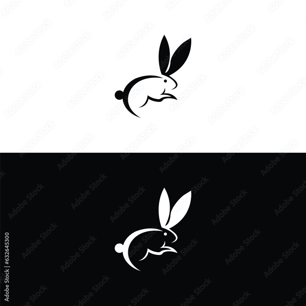 Black side silhouette of a rabbit isolated on white background. Vector illustration.Vector image of an rabbit,Rabbit logo isolated on white background,Rabbit vector template Black side silhouette of a rabbit isolated on white background. Vector illustration.Vector image of an rabbit,Rabbit logo isolated on white background,Rabbit vector template