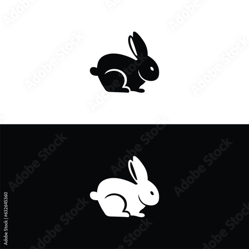 Black side silhouette of a rabbit isolated on white background. Vector illustration.Vector image of an rabbit,Rabbit logo isolated on white background,Rabbit vector template