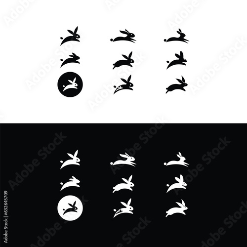 Black side silhouette of a rabbit isolated on white background. Vector illustration.Vector image of an rabbit,Rabbit logo isolated on white background,Rabbit vector template