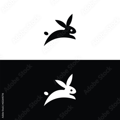 Black side silhouette of a rabbit isolated on white background. Vector illustration.Vector image of an rabbit,Rabbit logo isolated on white background,Rabbit vector template