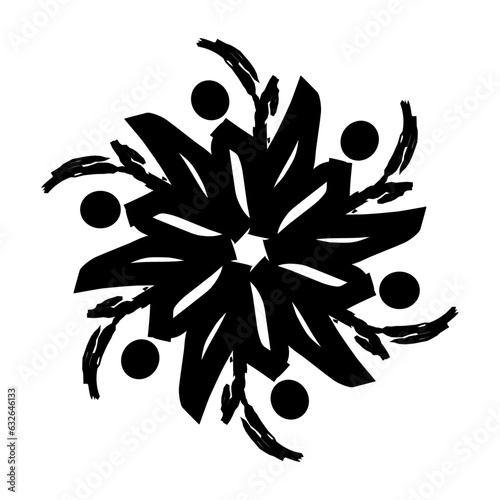 Ornament Symmetric circular flower carving illustration