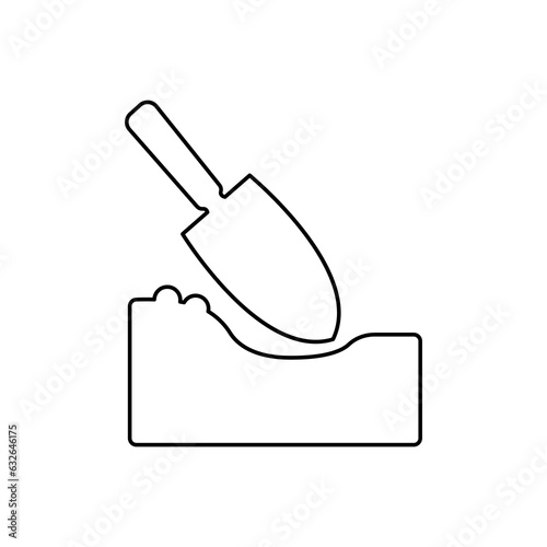 shovel icon, earth on a white background, vector illustration