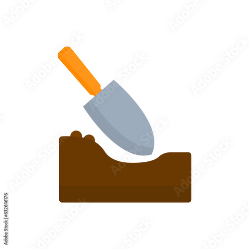 shovel icon, earth on a white background, vector illustration