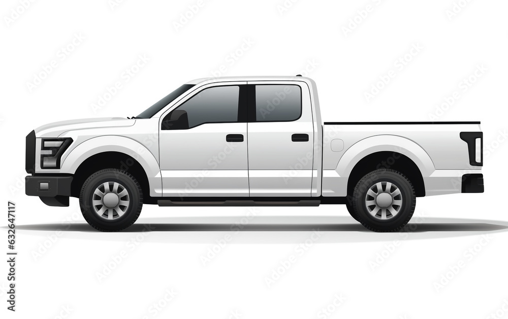 Versatile Pickup truck vector template, isolated on white, showcases side.