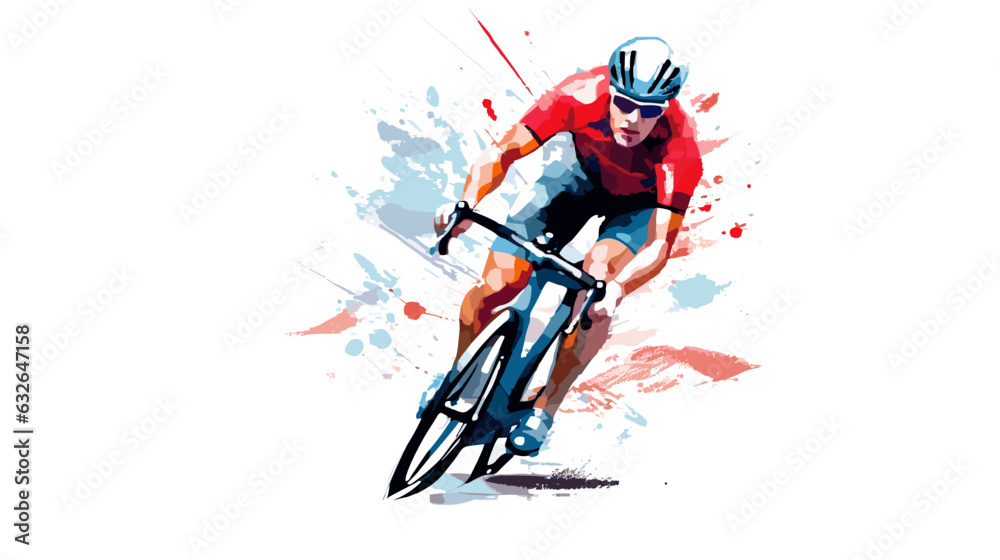 Drawing of a cyclist on a white background vector Drawing of a cyclist on a white background vector