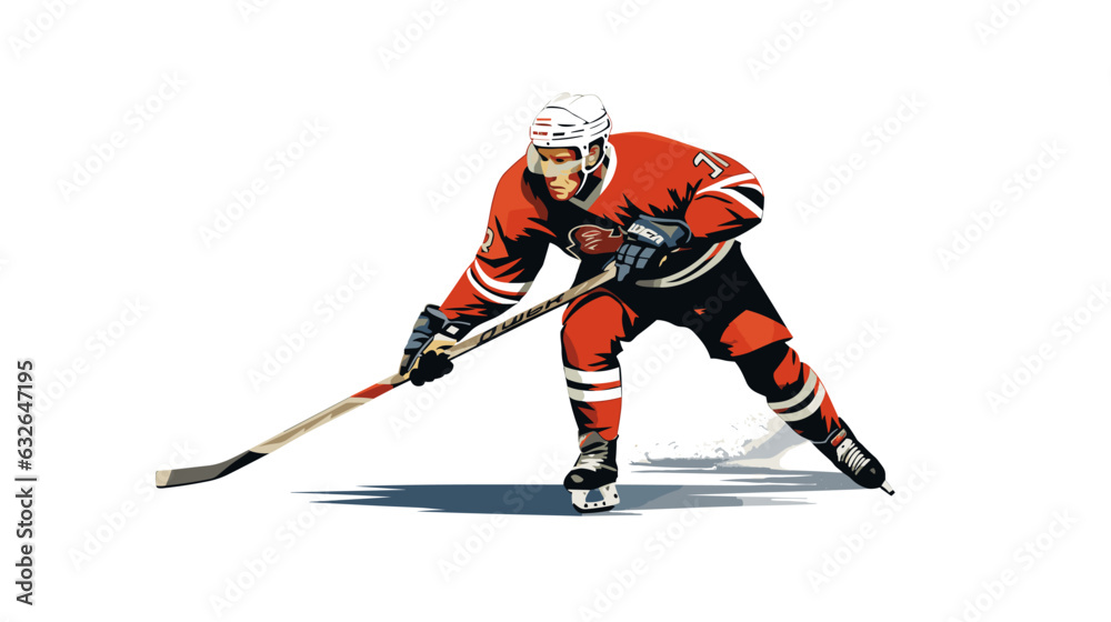 Fototapeta premium Figure hockey player on white background vector