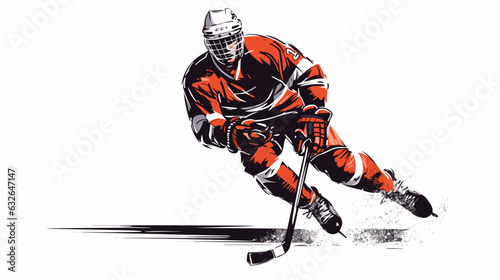 Figure hockey player on white background vector
