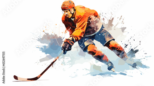 Figure hockey player on white background vector