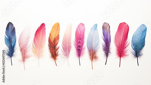 watercolor feathers and birds isolated on white generative AI © Brandon