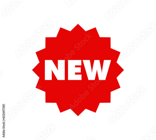 New icon. Red new label, tag, symbol.