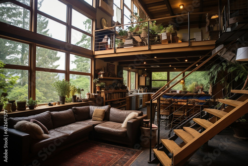 A picturesque view of the loft's open layout, showcasing its cozy corners 
