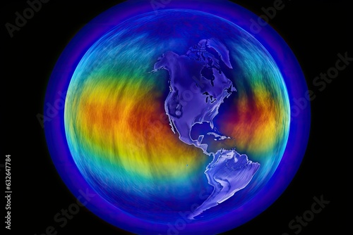 Ozone holes, a natural phenomenon in our atmosphere. AI Generative