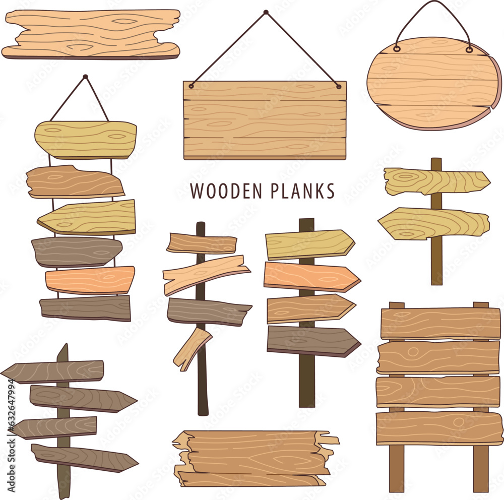 set of wooden plank design element set of wooden plank design element