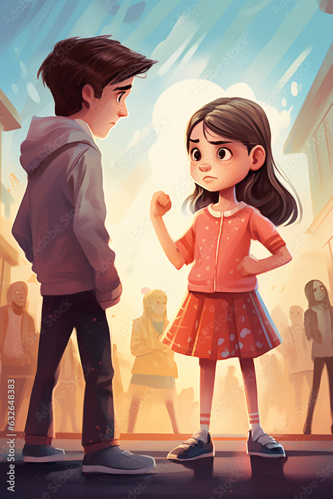 An emotional and inspiring illustration of a young girl standing